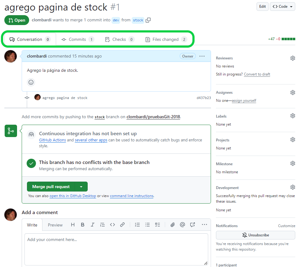 Miro un PR