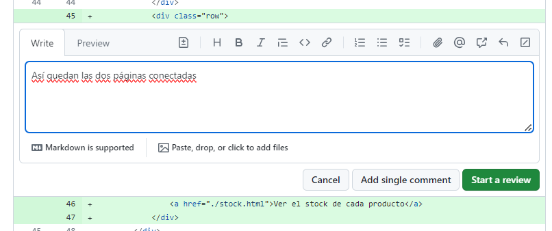 comentario - formulario de creacion