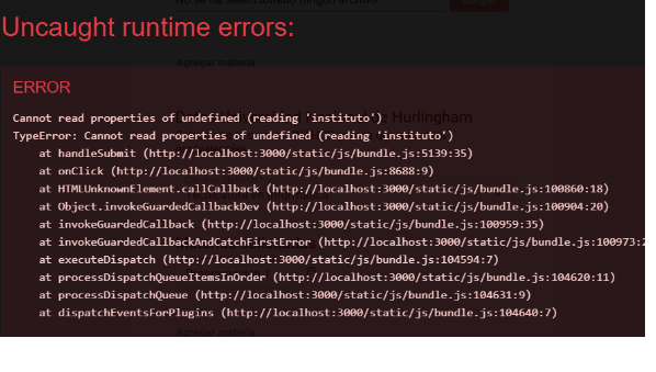 error crear solicitud materia alumno