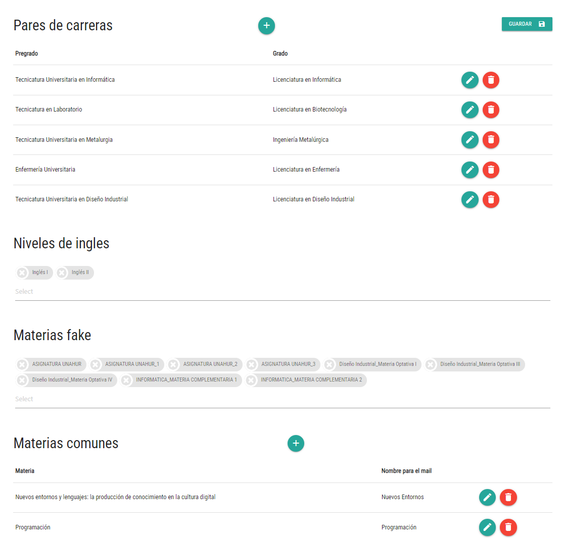 configuración de datos generales